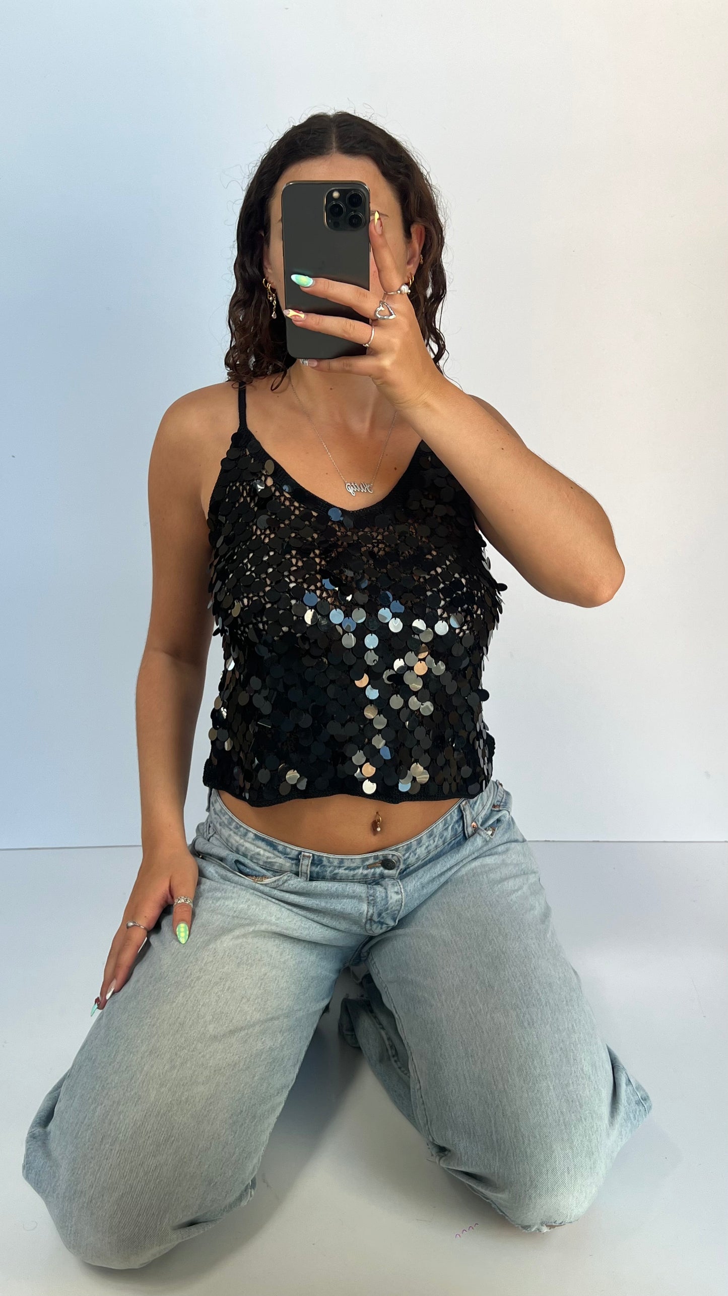 00s black sequin cami- size XL