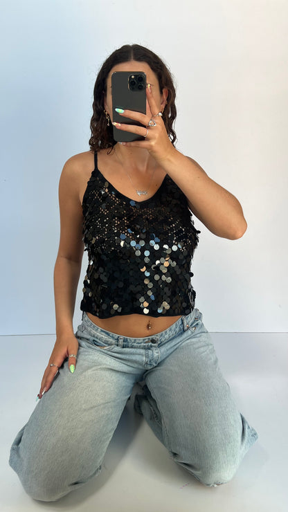 00s black sequin cami- size XL