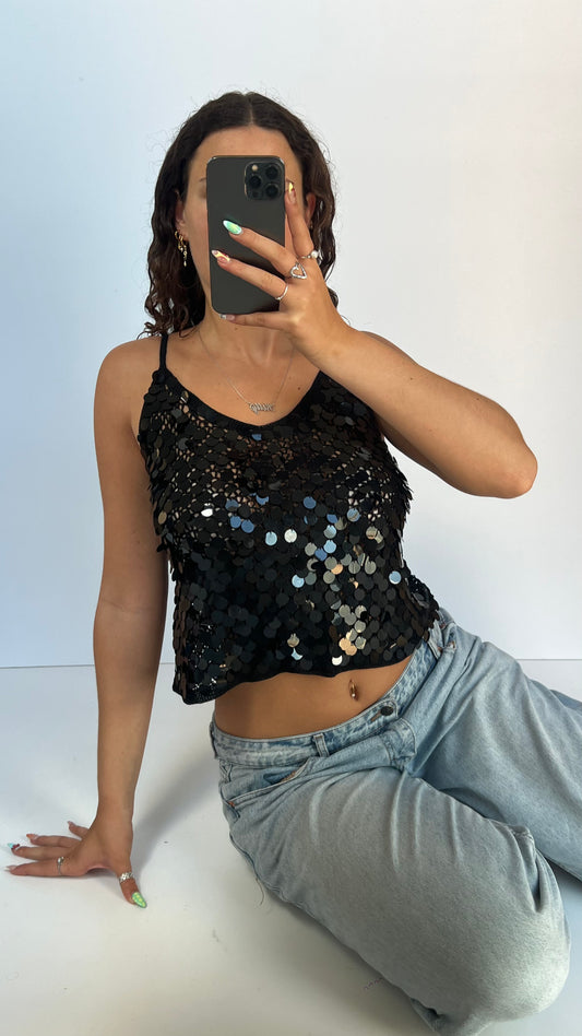 00s black sequin cami- size XL