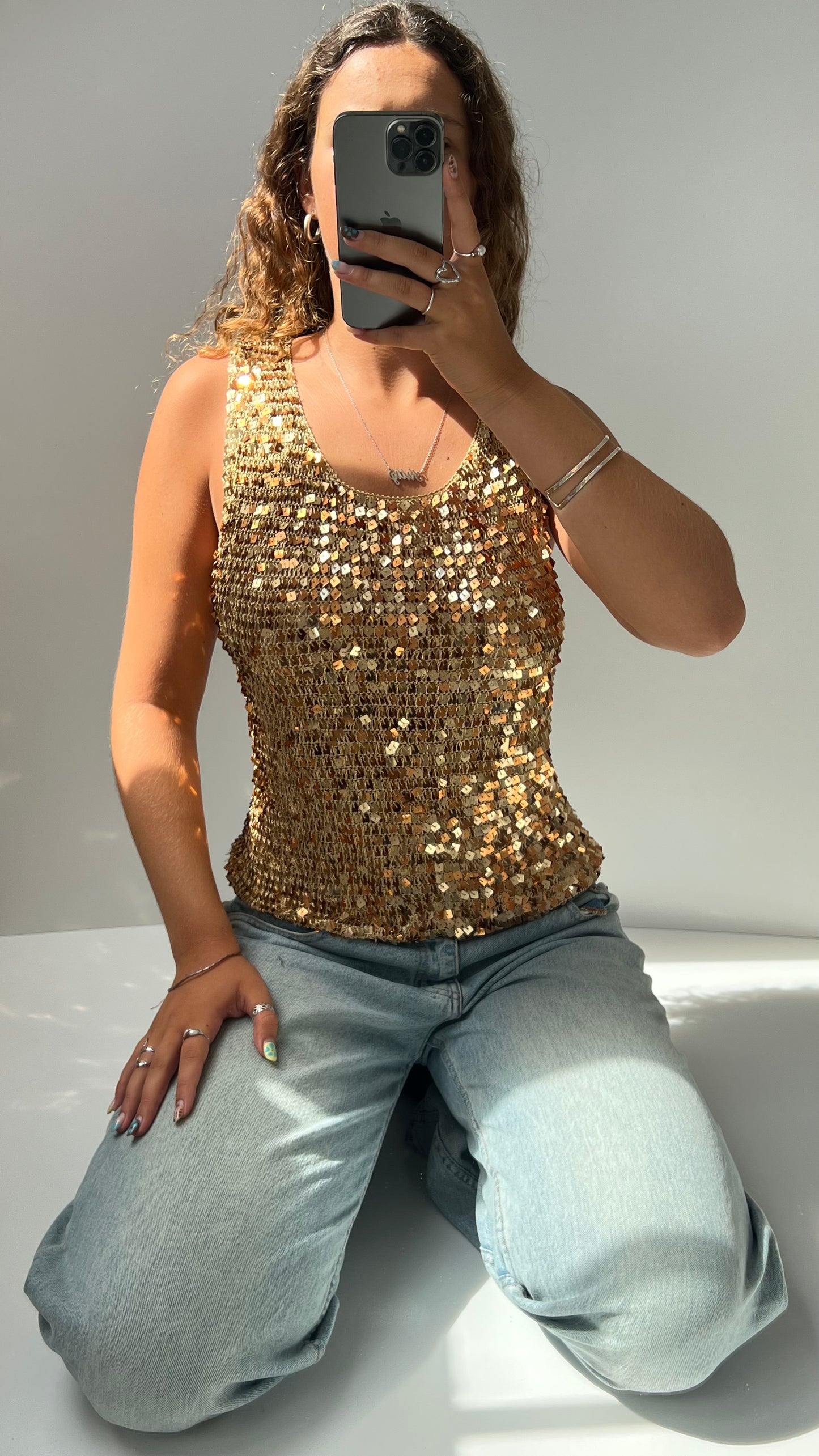 00s gold sequin cami- size M