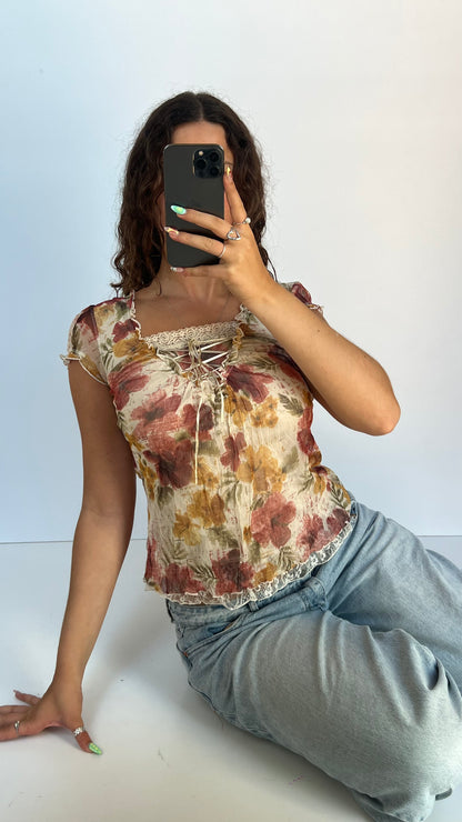 00s floral babydoll top- size XS