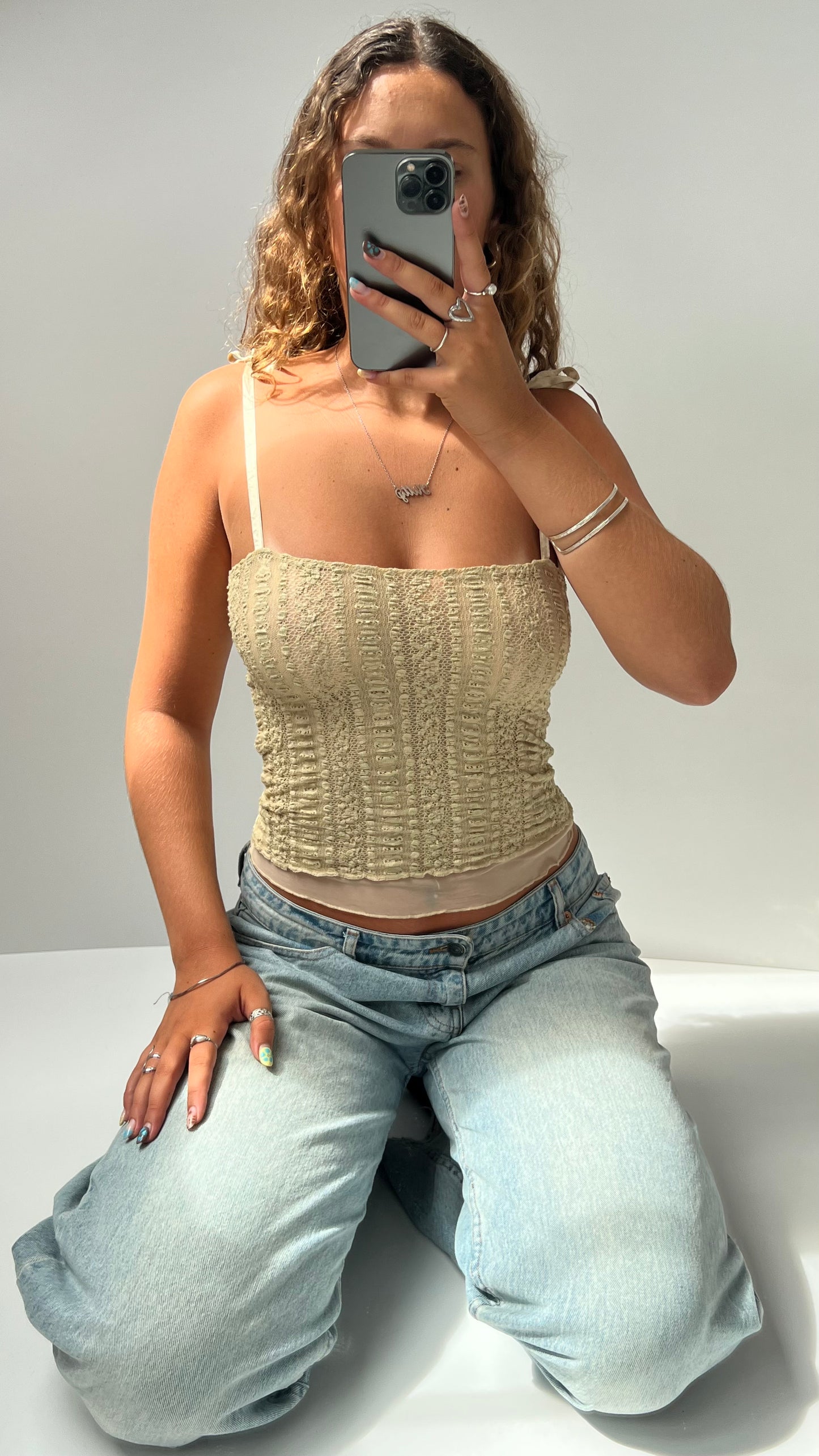 00s cream lace cami- size S