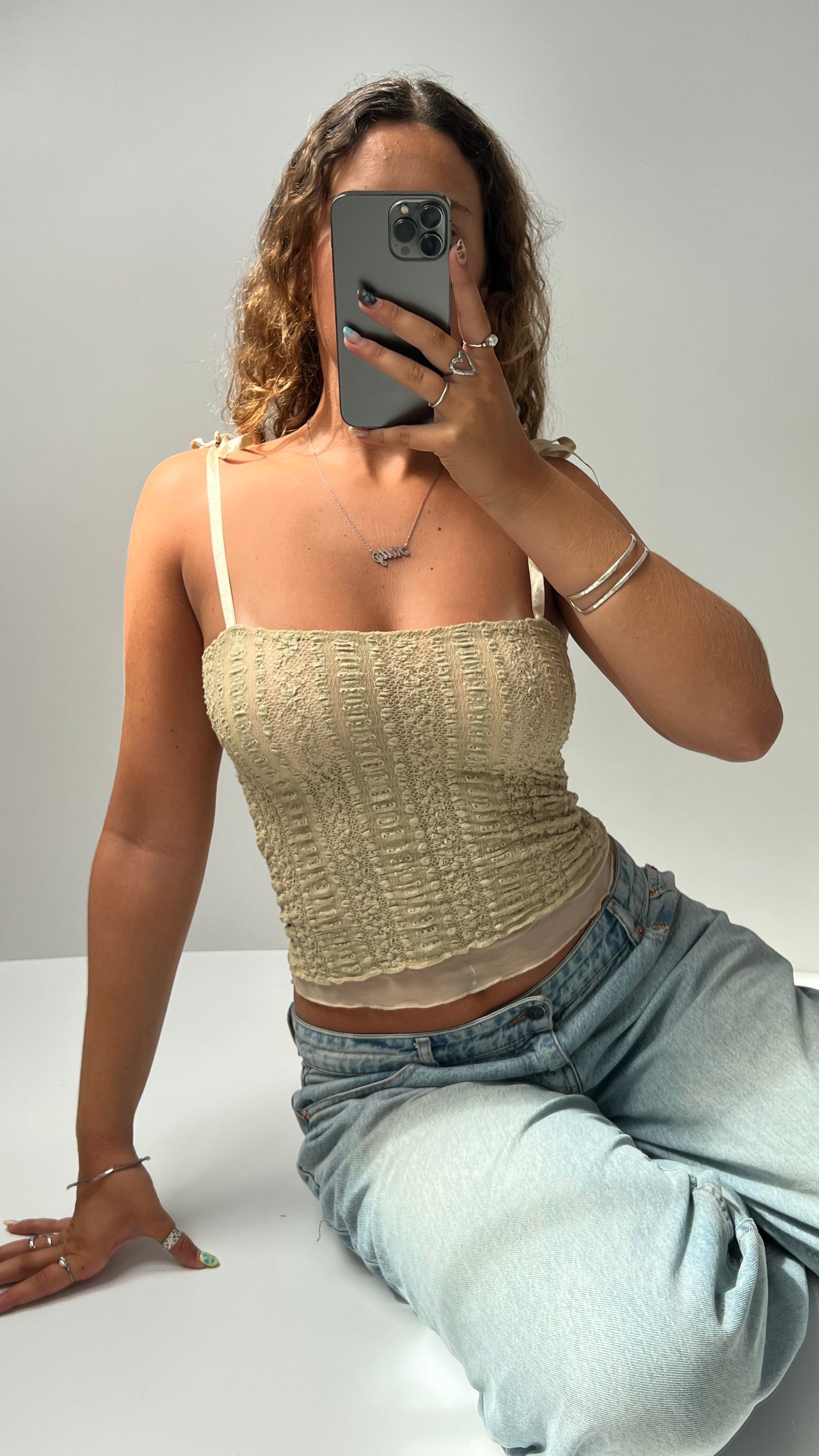 00s cream lace cami- size S