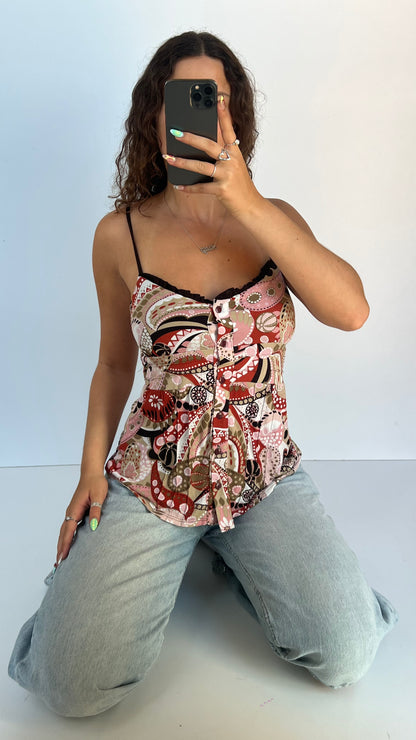 00s pink brown cami- size L