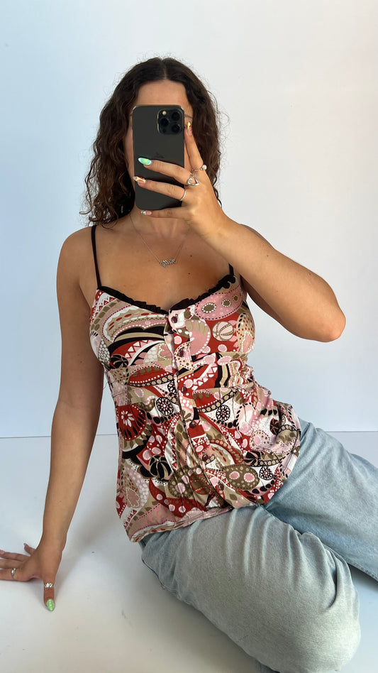 00s pink brown cami- size L
