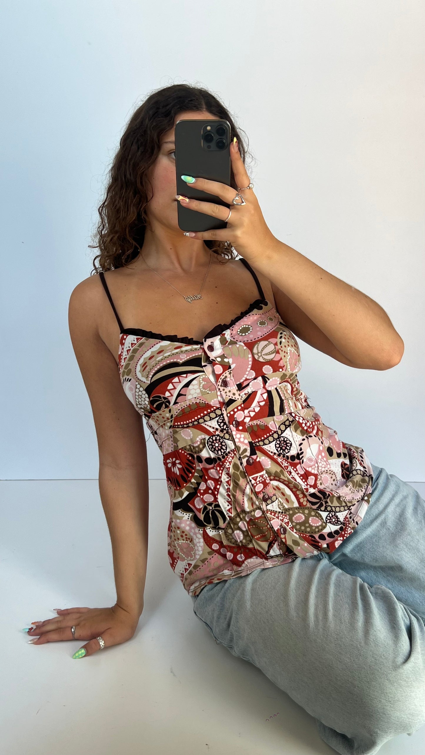 00s pink brown cami- size L