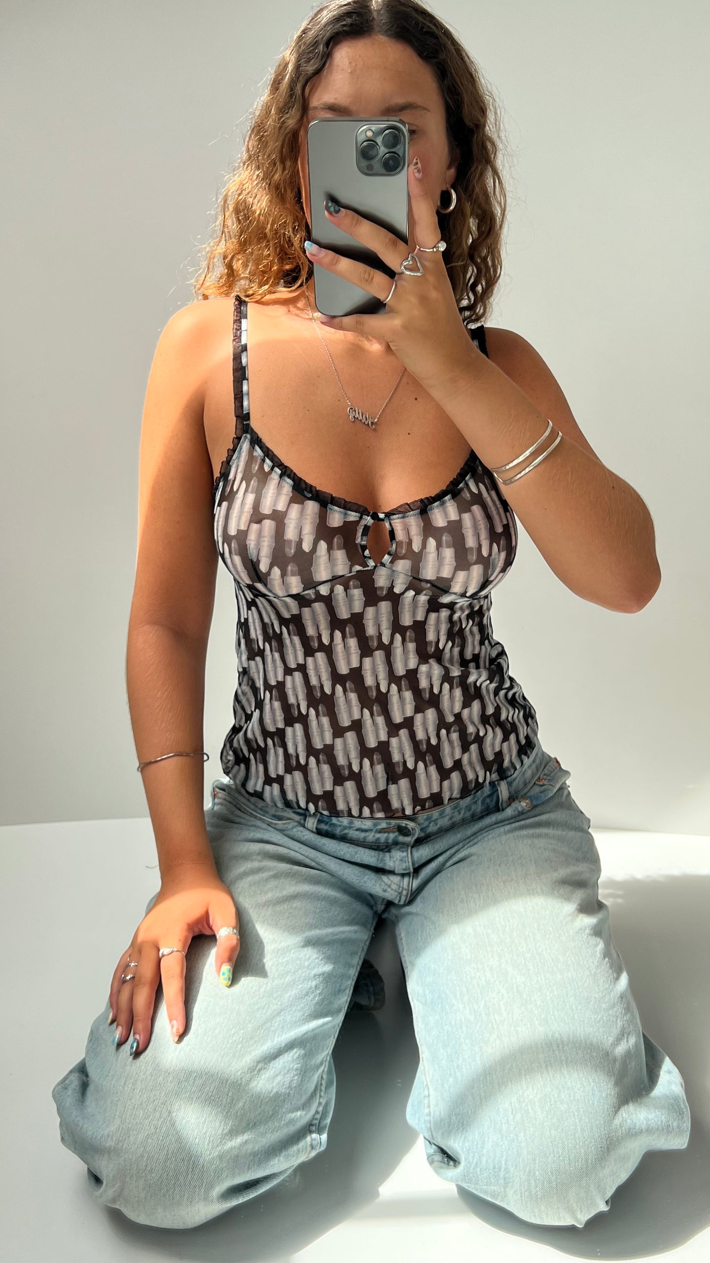 00s lipstick mesh cami- size M