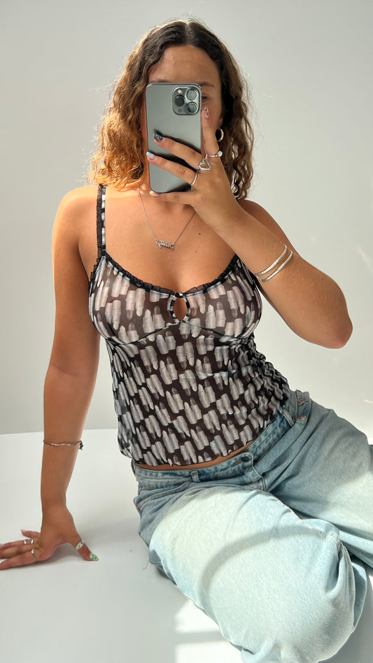 00s lipstick mesh cami- size M