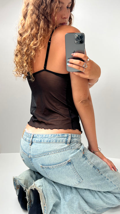 00s black mesh lace cami- size S