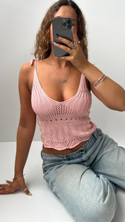 00s pink knit cami- size S