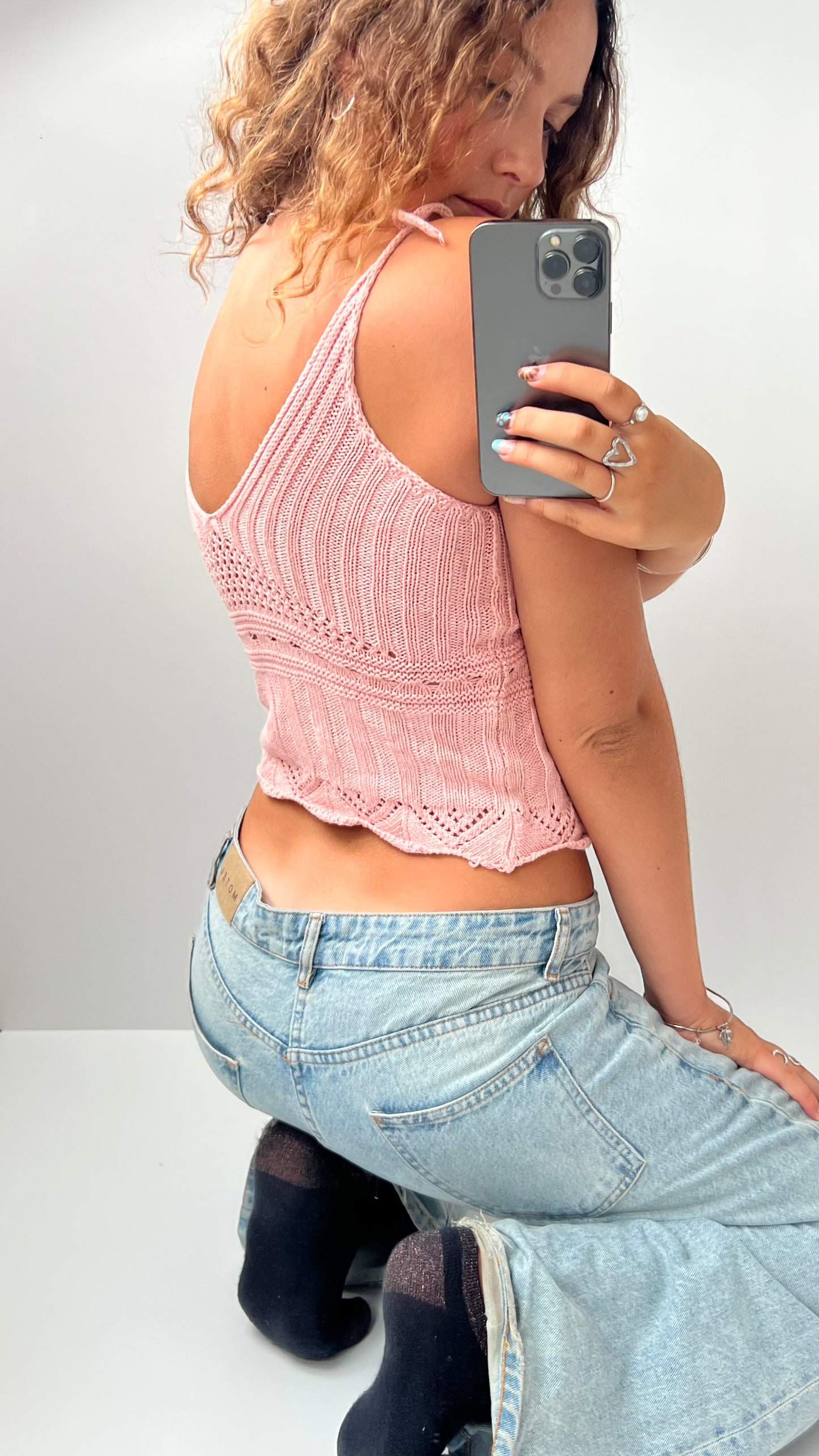 00s pink knit cami- size S