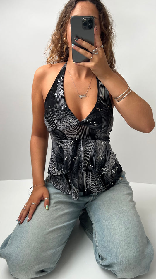 00s black sequin cami- size S