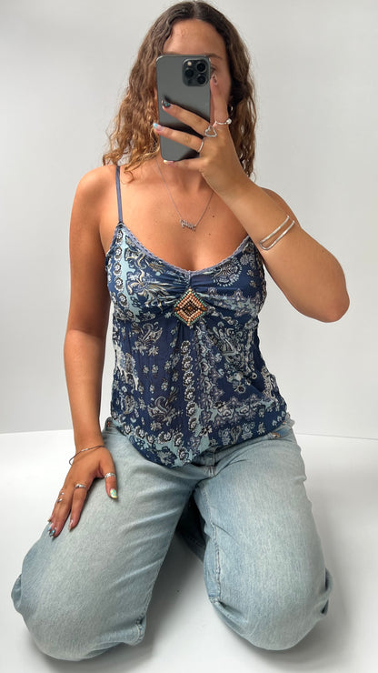 00s blue patterned cami- size M