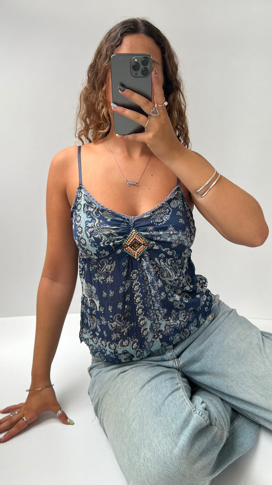 00s blue patterned cami- size M