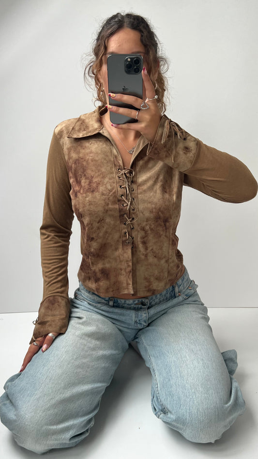 00s brown long sleeve top- size L/XL