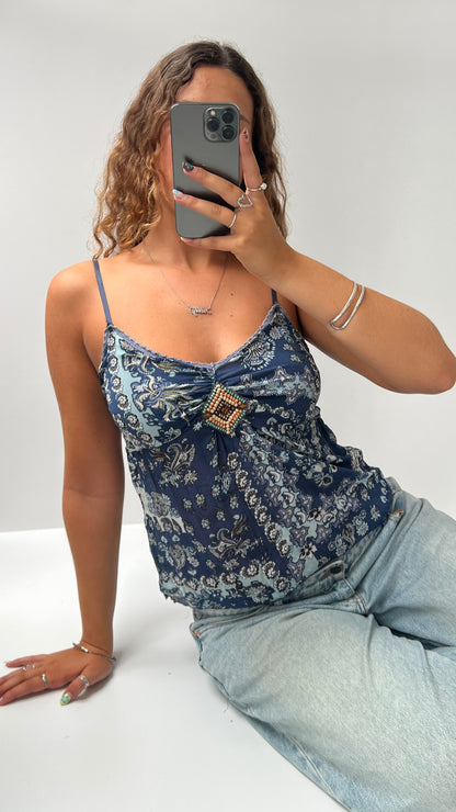 00s blue patterned cami- size M