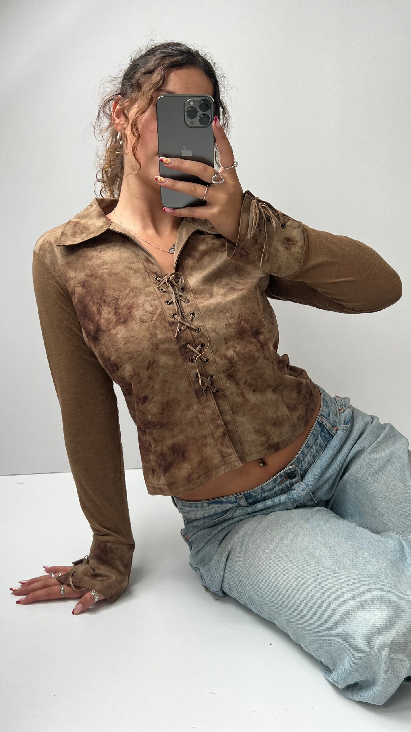 00s brown long sleeve top- size L/XL