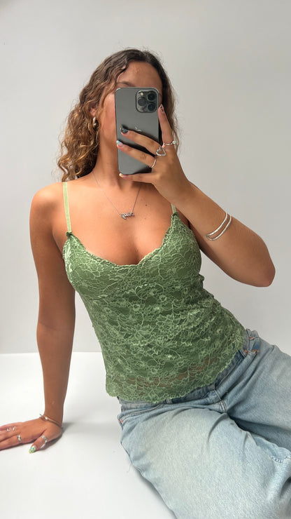 00s green lace cami- size M