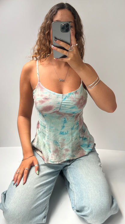 00s blue brown babydoll cami- size S