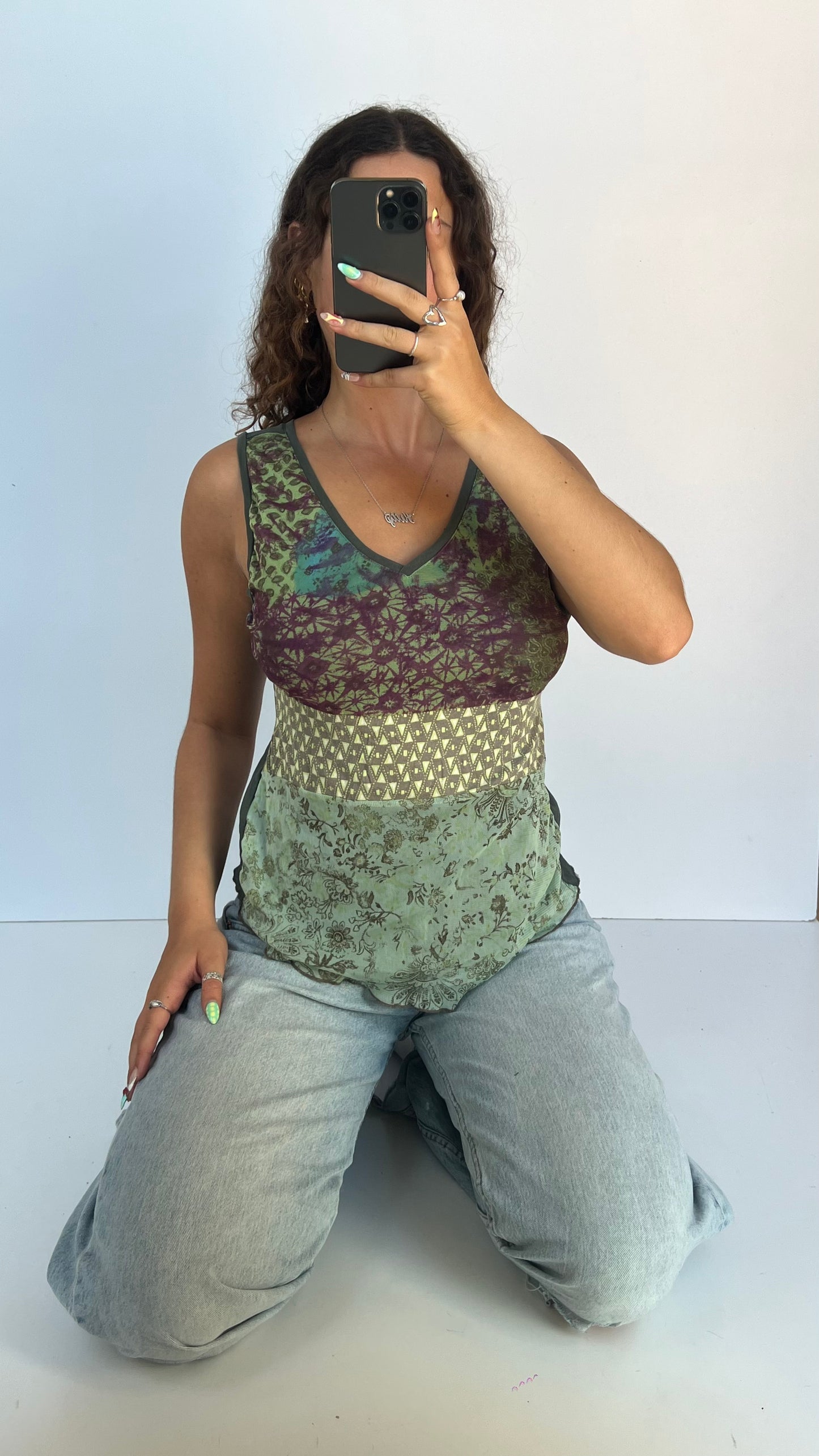 00s khaki mesh tank top- size L