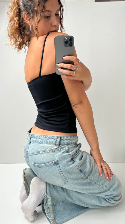 00s black ruffle cami- size S