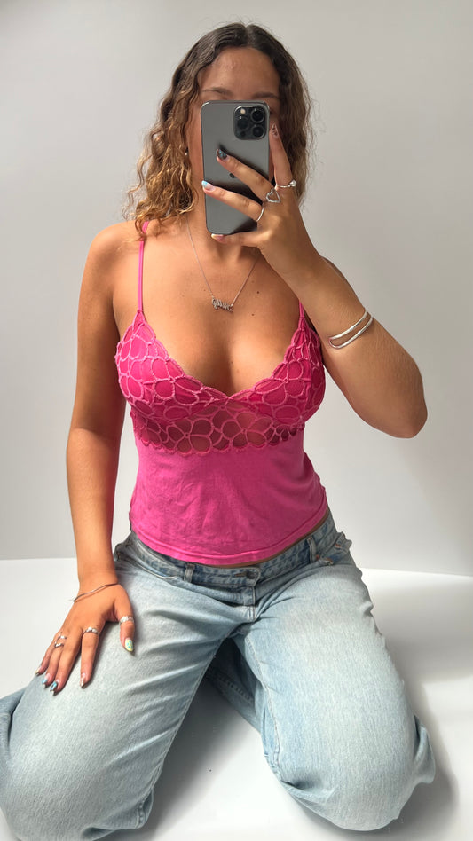 00s pink lace cami- size M