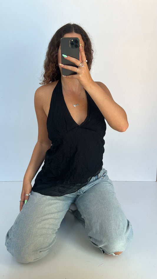 00s black asymmetric cami- size M