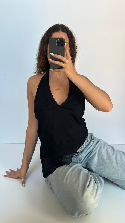 00s black asymmetric cami- size M