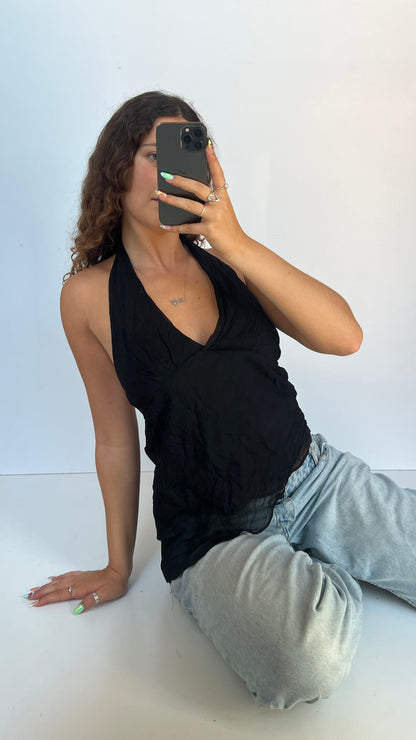 00s black asymmetric cami- size M