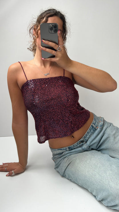 00s red glitter cami- size S