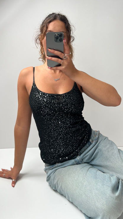 00s black sequin cami- size S