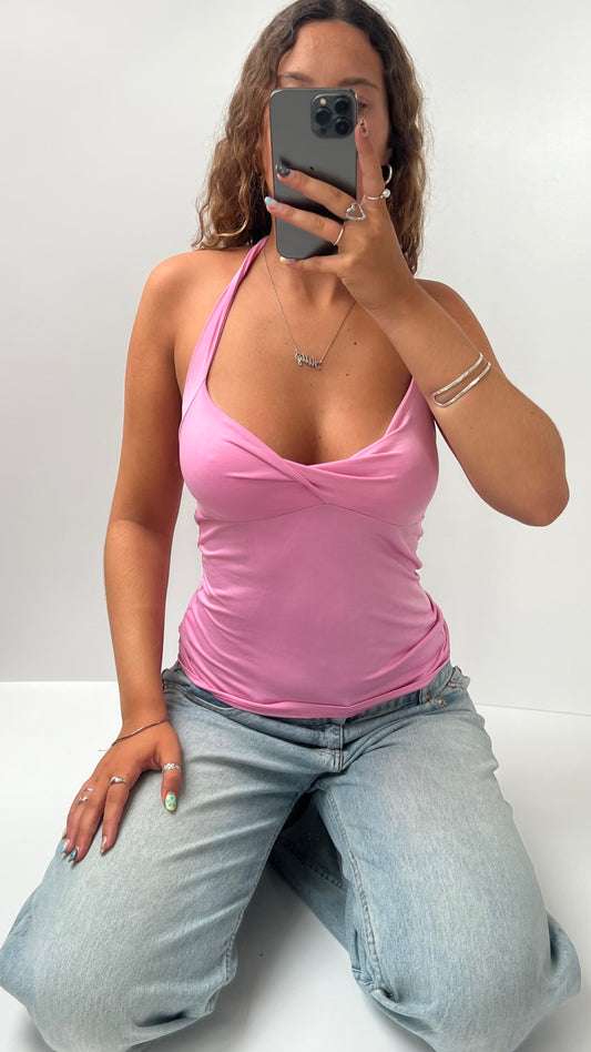00s pink halter cami- size M