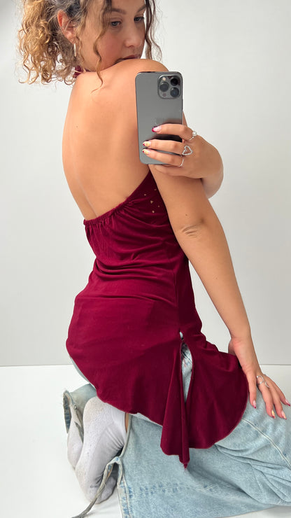 00s red gold halter cami- size L