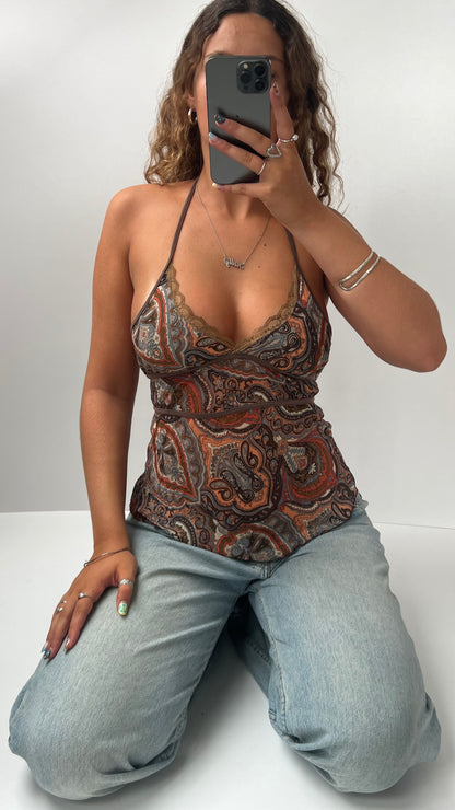 00s brown paisley cami- size S