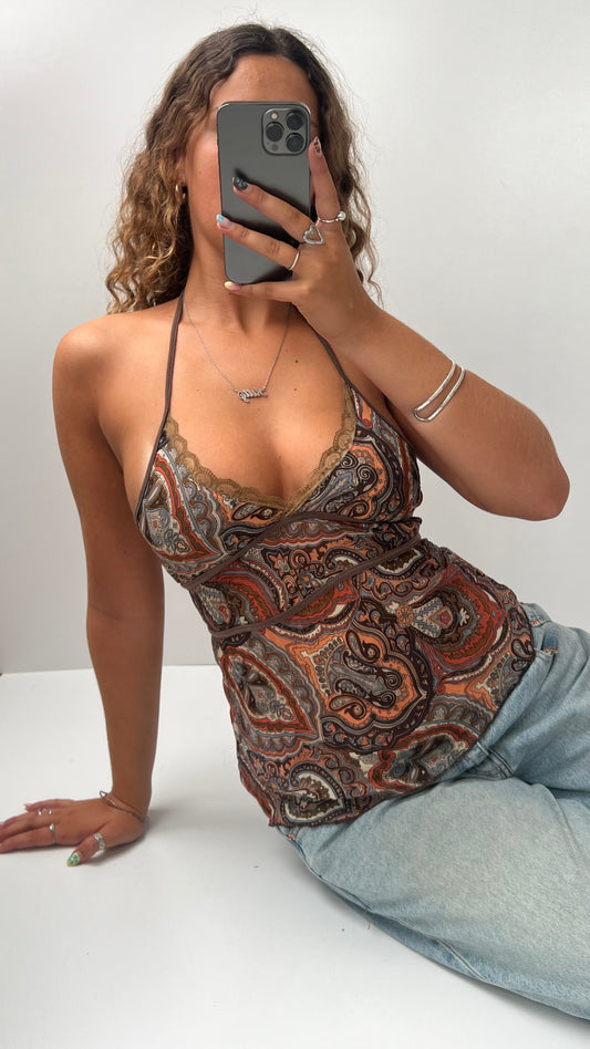00s brown paisley cami- size S