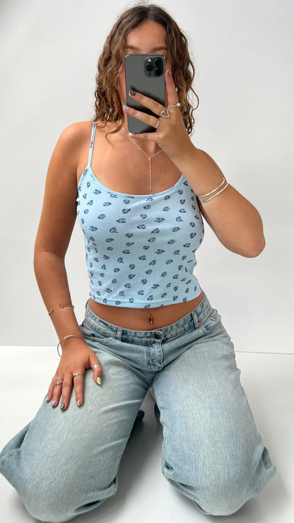 00s blue mesh floral cami- size M
