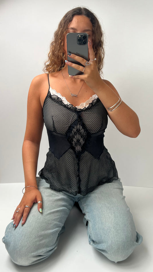 00s black polka dot cami- size S