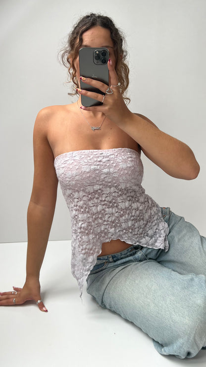 00s pink lace strapless cami- size S