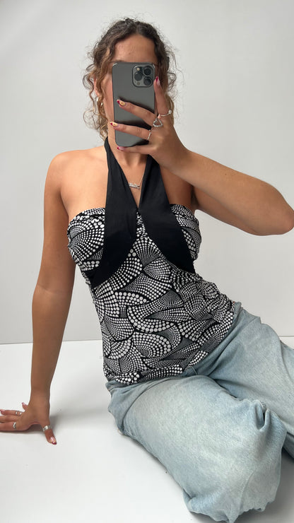 00s black white halter cami- size S