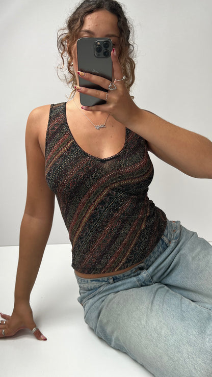 00s black red glitter tank top- size M