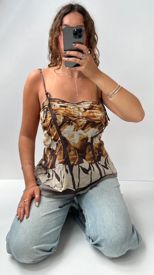 00s brown floral cami- size L