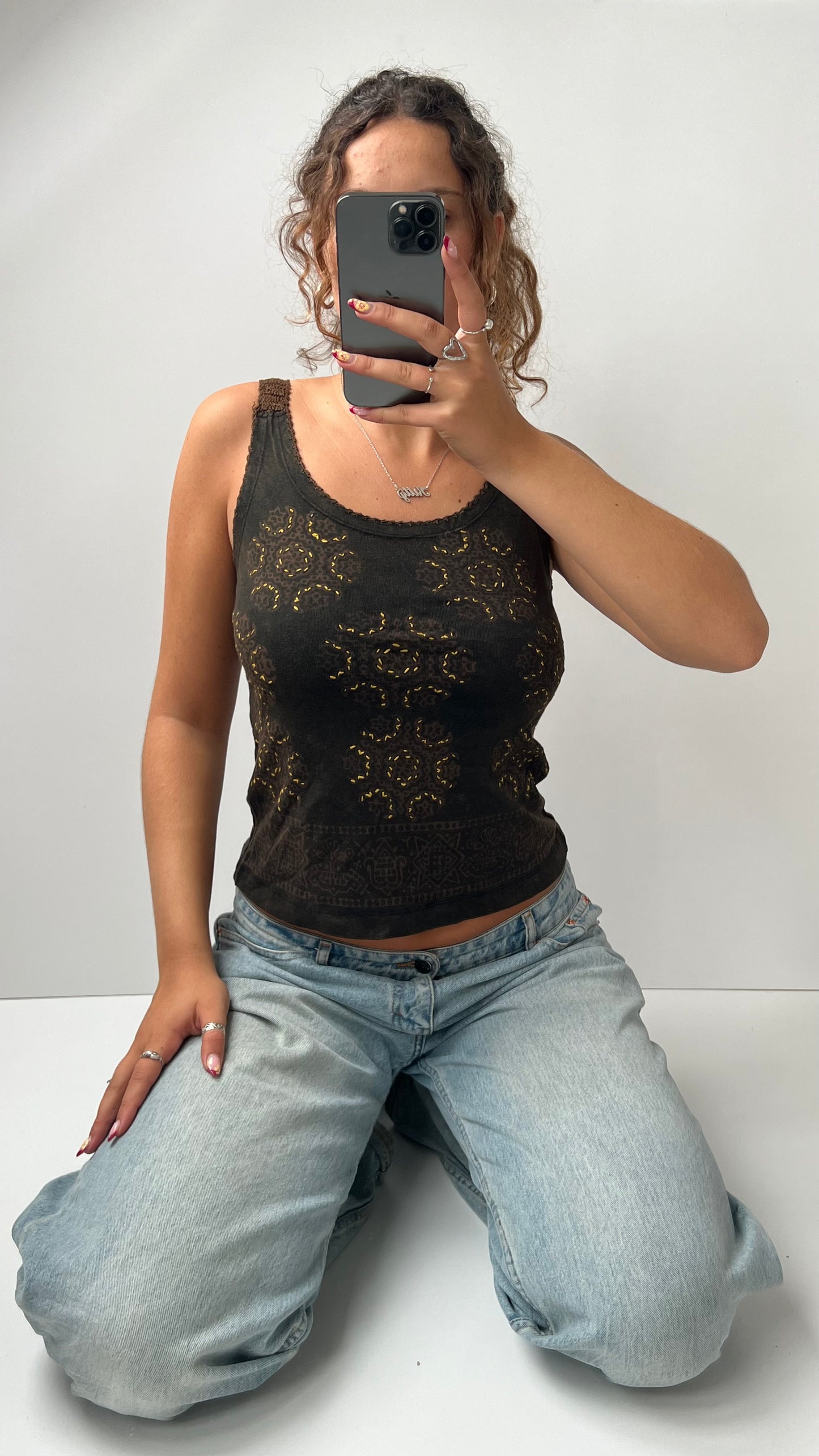 00s khaki brown tank top- size S/M