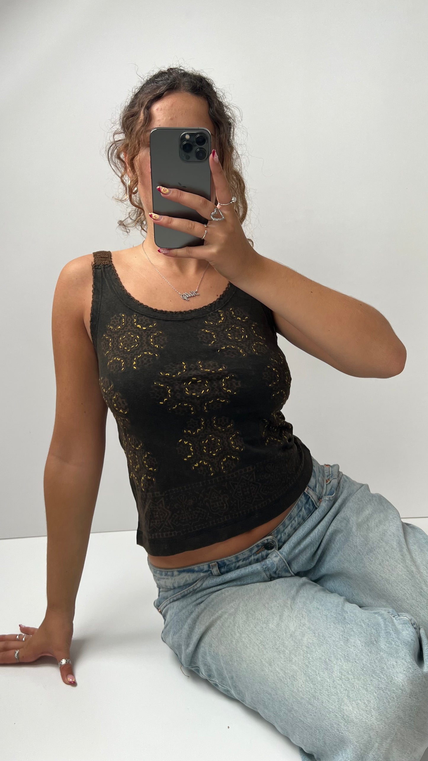 00s khaki brown tank top- size S/M