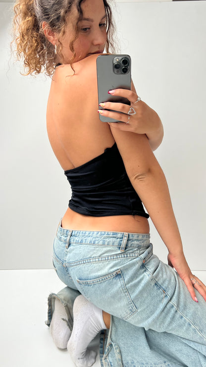 00s black diamente halter cami- size S