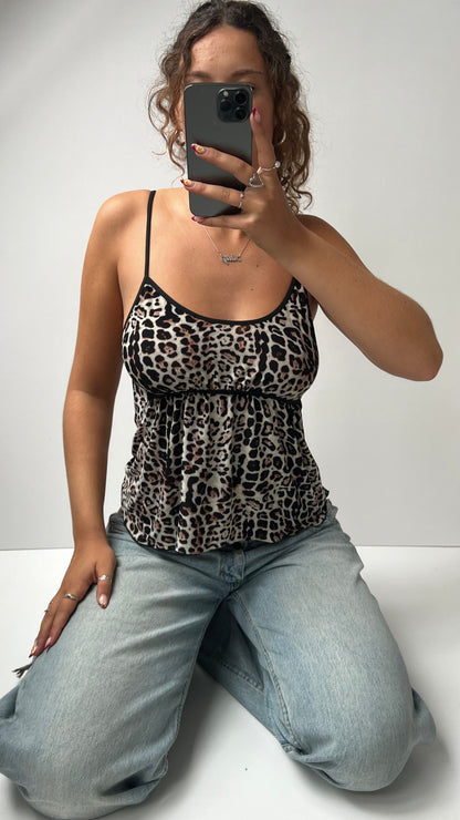 00s leopard print babydoll cami- size S