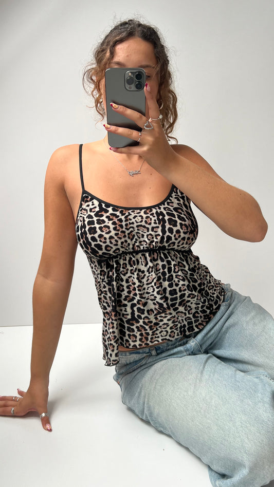 00s leopard print babydoll cami- size S
