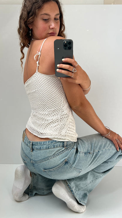 00s white crochet cami- size XS