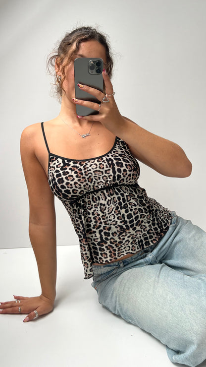 00s leopard print babydoll cami- size S