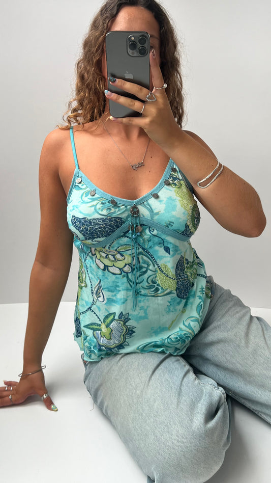 00s blue mesh charm cami- size XL