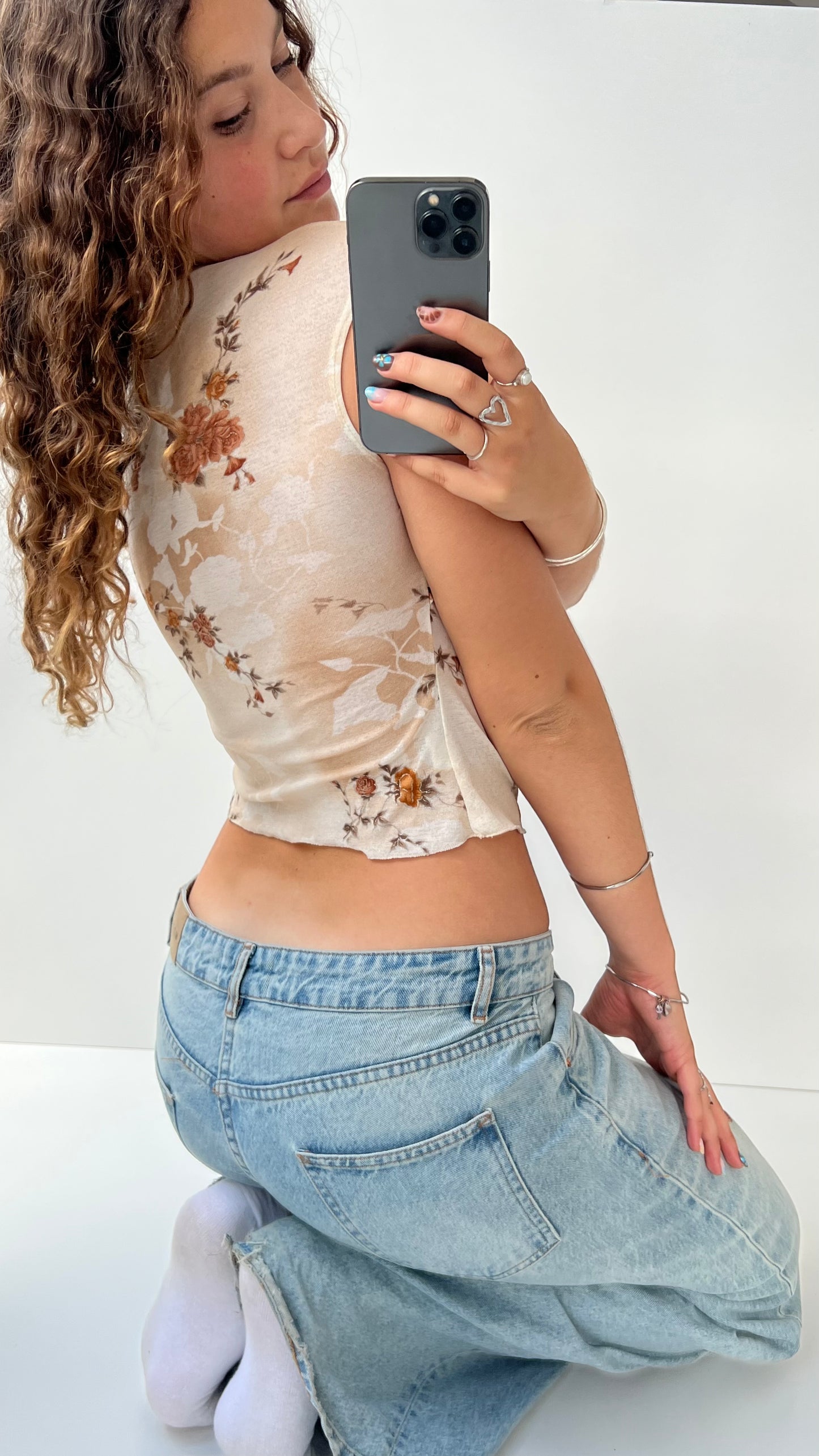 00s mesh beige top- size S